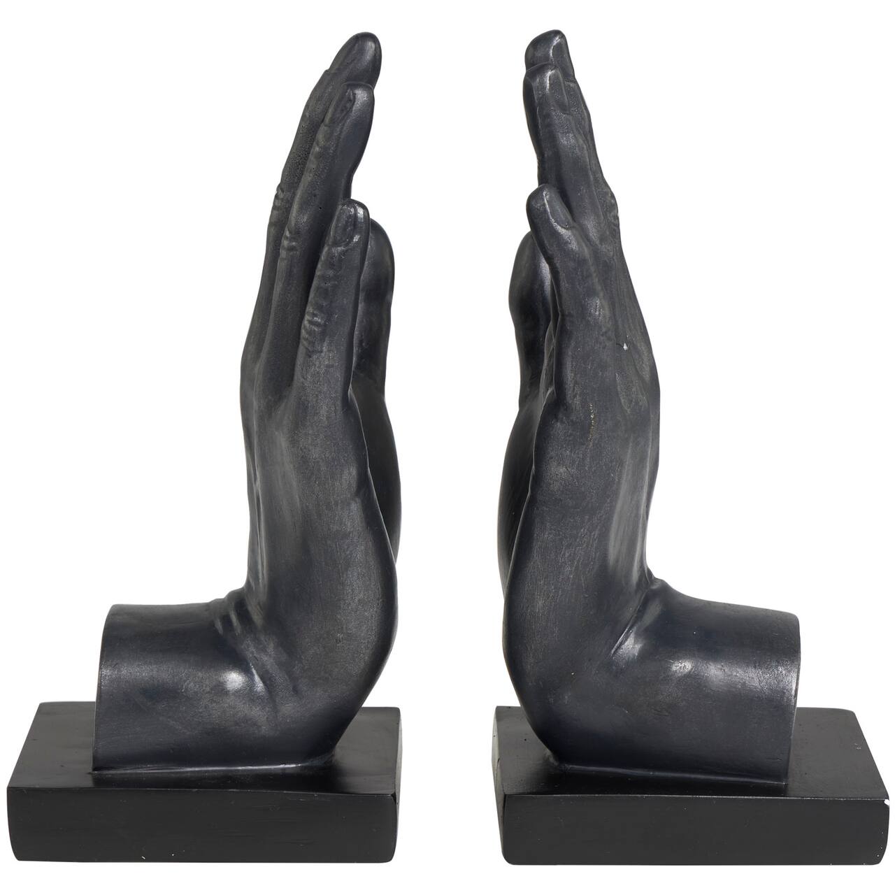9.5" Black Polystone Hand Bookends, 2ct.